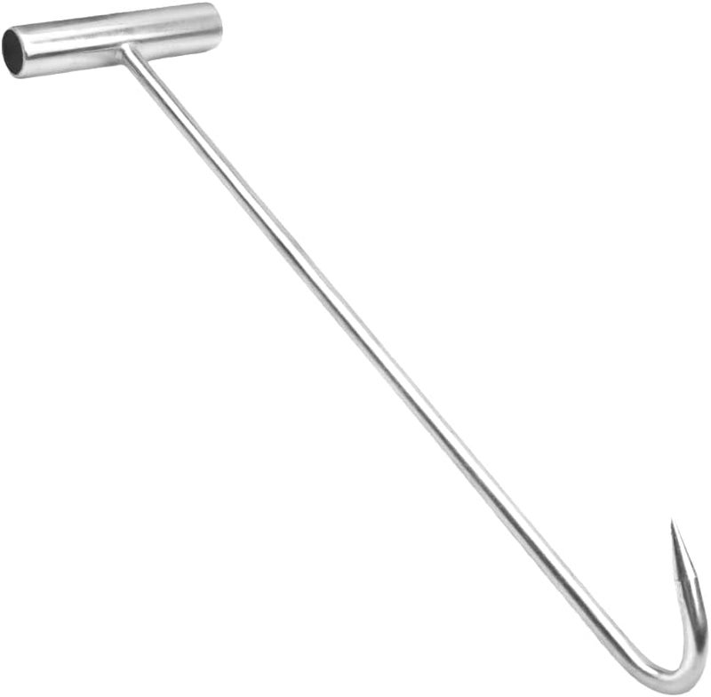 TWZKXC 2 Pack Meat Hook, T Hooks, 15.75 Inch Metal T Handle Meat Boning Hook, T Shaped Butcher Hooks for Kitchen Butcher Shop Restaurant BBQ Tool, High Temperature Quenching, High Strength, Silvery - Image 4